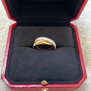 Cartier Trinity Ring white gold yellow gold rosegold diamonds women size 52